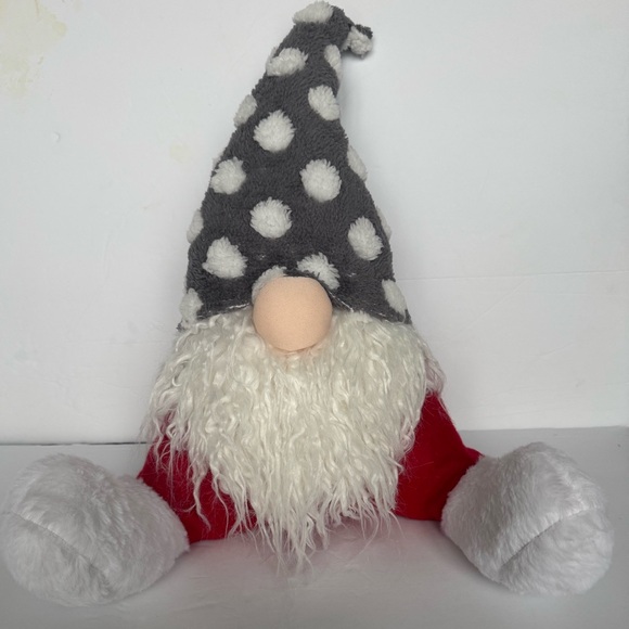 AUDREY'S Siting Gnome Red Pants Gray Dot Hat Holiday Christmas NEW Decorative - Picture 2 of 9